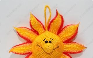 Вязаное солнце амигуруми крючком Игрушка солнышко крючком схемы