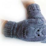 Лесни за плетене ръкавици без ръкави с модел на бухал