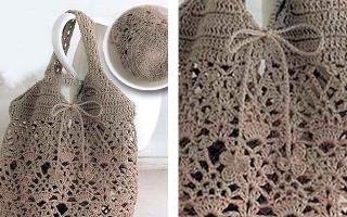 Crochet knitted bag from knitted yarn: master class